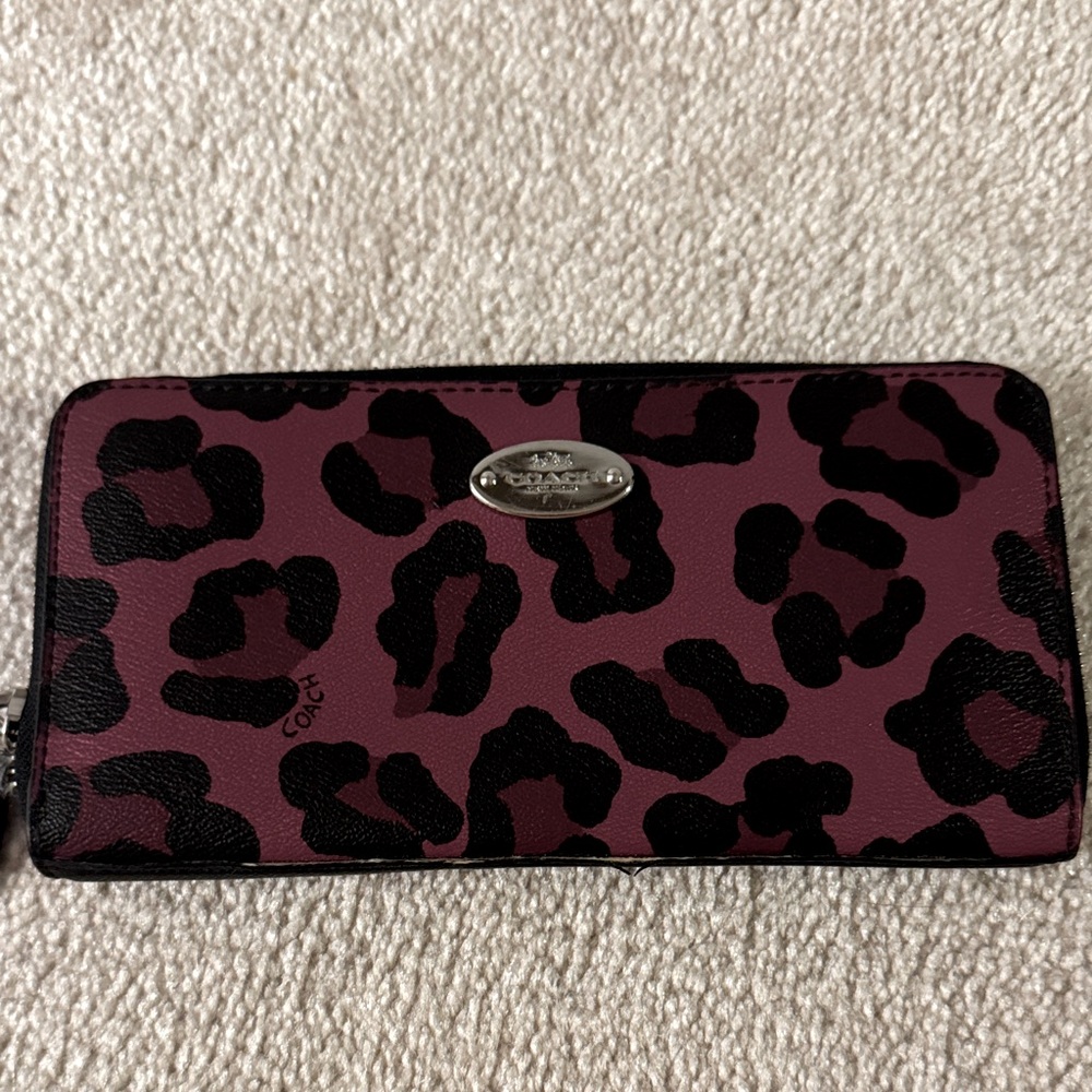 Coach Wild Pink and Black Animal Print Wallet